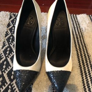 White Satin Tory Burch Pumps - Size 7